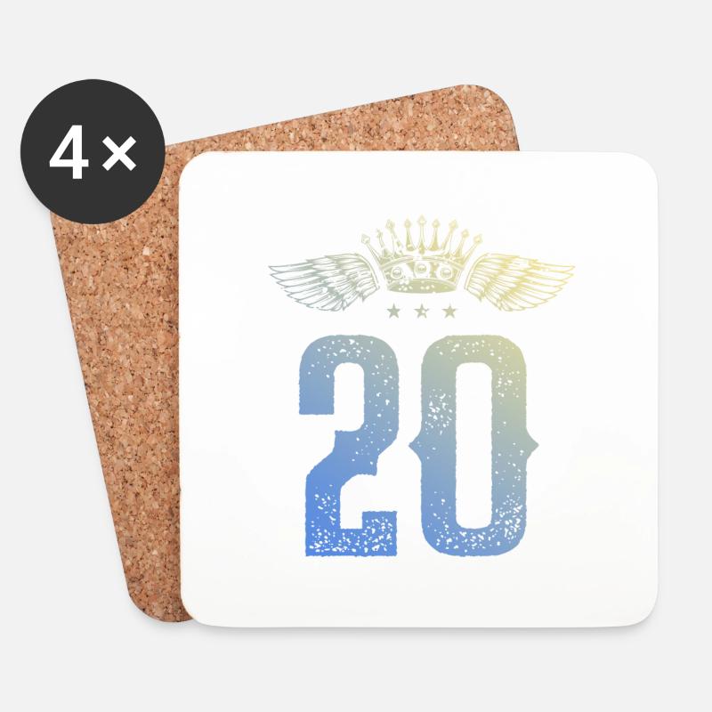 20 Zahl Krone - Untersetzer (4er-Set) - Weiß
