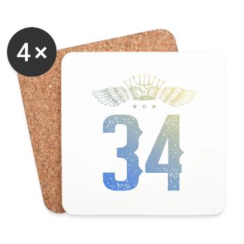 34 Number crown - Coasters (set of 4) - white - Front