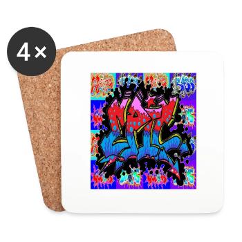 Graffiti Epic pattern 2 - Coasters (set of 4) - white - Front