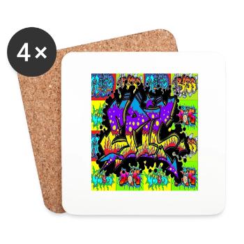 graffiti,rap,spray,skate,street,pop,art,nyc,usa, - Coasters (set of 4) - white - Front