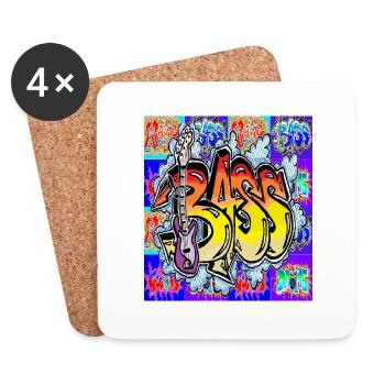 bass graffiti 33 - Coasters (set of 4) - white - Front