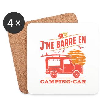 J'me barre en caping-car humour campeur cadeau - Dessous de verre (lot de 4) - blanc - Devant