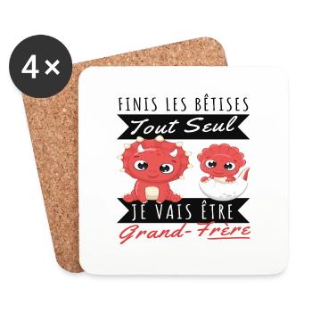 Frère humour grand frère annonce naissance cadeau - Dessous de verre (lot de 4) - blanc - Devant