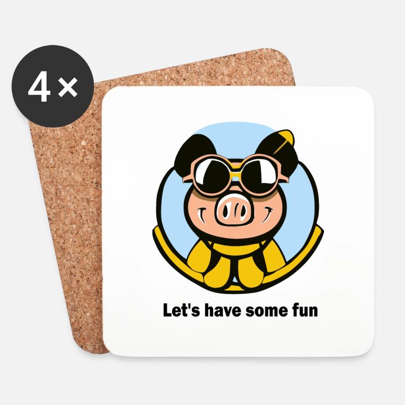 Fun with the pig - Coasters (set of 4) - white