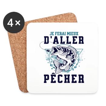 Pêche humour je ferai mieux de pêcher cadeau pêche - Dessous de verre (lot de 4) - blanc - Devant