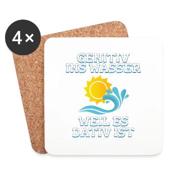 Lehrer Wasser Deutsch Humor Geschenk - Untersetzer (4er-Set) - Weiß - Vorne