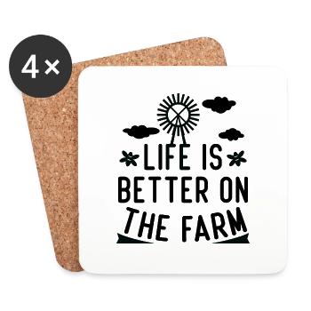 La vie est meilleure à la ferme - Dessous de verre (lot de 4) - blanc - Devant