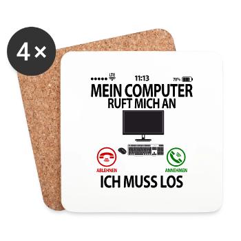 Computerfreak Computer Nerd Computernerd Sprüche - Untersetzer (4er-Set) - Weiß - Vorne