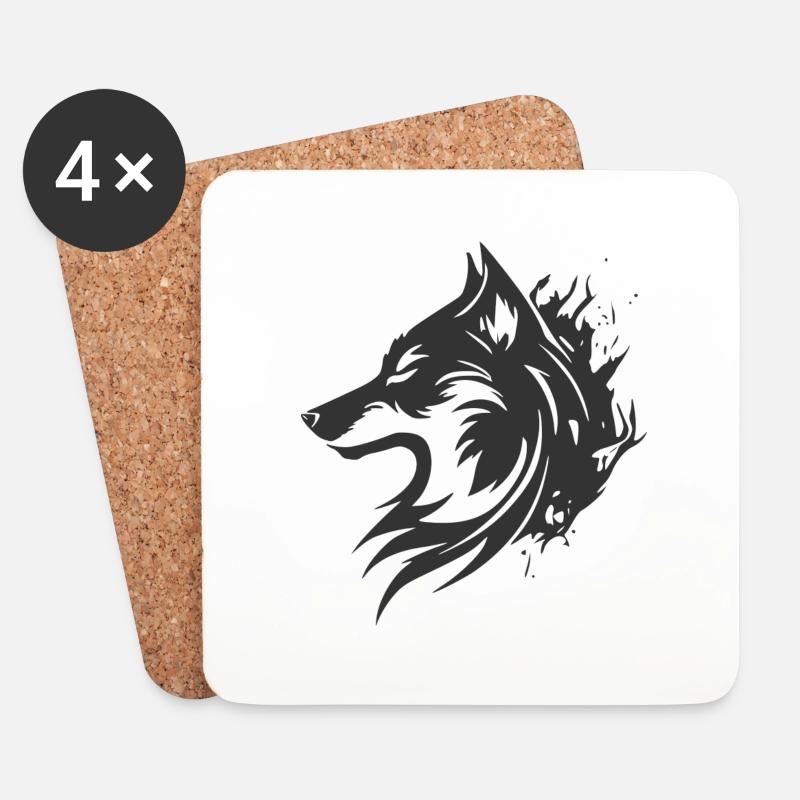 Wolftribal - Untersetzer (4er-Set) - Weiß