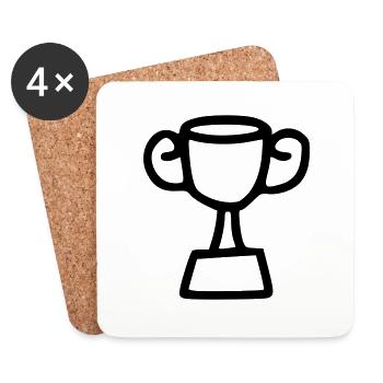 Trophy Drawing Winning Sketch Black - Coasters (set of 4) - white - Front