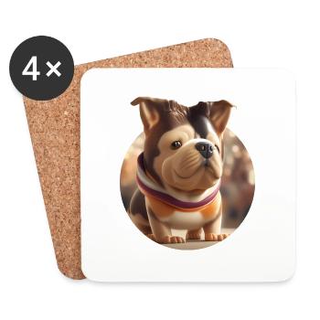 Süßer Kugelhund - Untersetzer (4er-Set) - Weiß - Vorne