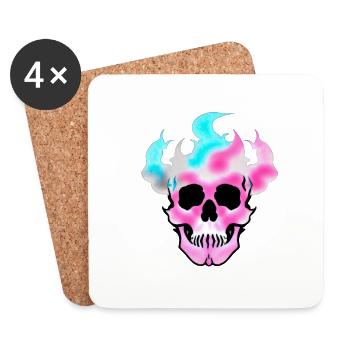 Feu Crâne Fumée Rose Squelette Flammes 8 - Dessous de verre (lot de 4) - blanc - Devant