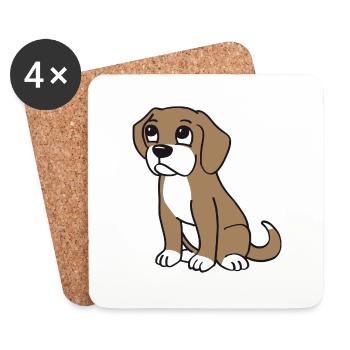 Chien mignon dans le style dessin animé - Dessous de verre (lot de 4) - blanc - Devant