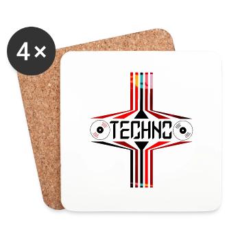 Techno - Rave - Party - Dessous de verre (lot de 4) - blanc - Devant