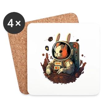 Kaninchen Astronaut Raum Astronomie Astronaut Kani - Untersetzer (4er-Set) - Weiß - Vorne