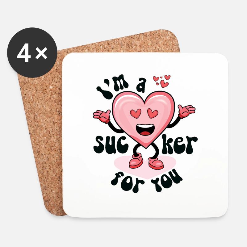 Sucker für Sie - Untersetzer (4er-Set) - Weiß