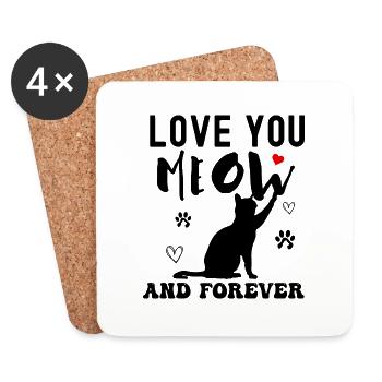 Liebe dich miau und für immer - Untersetzer (4er-Set) - Weiß - Vorne