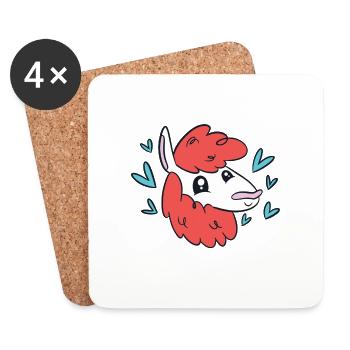 La vie est un lama-ride! Rétro Mignon Drôle Lama - Dessous de verre (lot de 4) - blanc - Devant