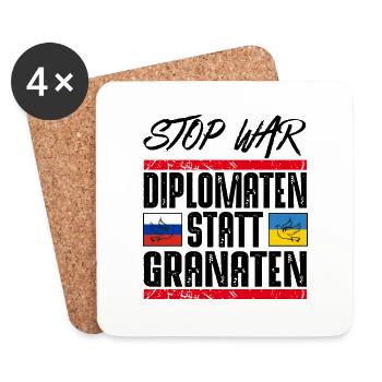 NO WAR - Untersetzer (4er-Set) - Weiß - Vorne