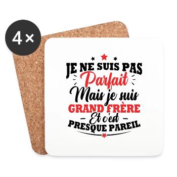 Je ne suis pas parfait mais je suis grand frère - Dessous de verre (lot de 4) - blanc - Devant