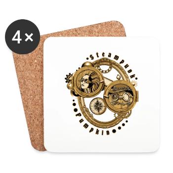 Steampunk Kürbis - Untersetzer (4er-Set) - Weiß - Vorne