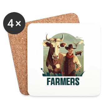 Farmer with cow - Coasters (set of 4) - white - Front