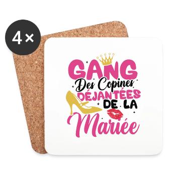 Gang des copines déjantées de la mariée - Dessous de verre (lot de 4) - blanc - Devant