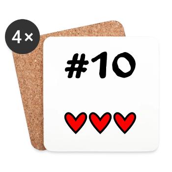 10 JAHRE. 10-JÄHRIGES JUBILÄUM. GEBURTSTAG 10 JAHRE. 10 - Untersetzer (4er-Set) - Weiß - Vorne