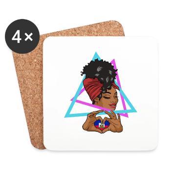 Haïti Drapeau Haïtien Femme Princesse I Cadeau - Dessous de verre (lot de 4) - blanc - Devant