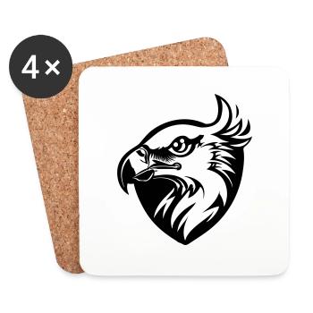 eagle's head with wing in profile with shield - Coasters (set of 4) - white - Front