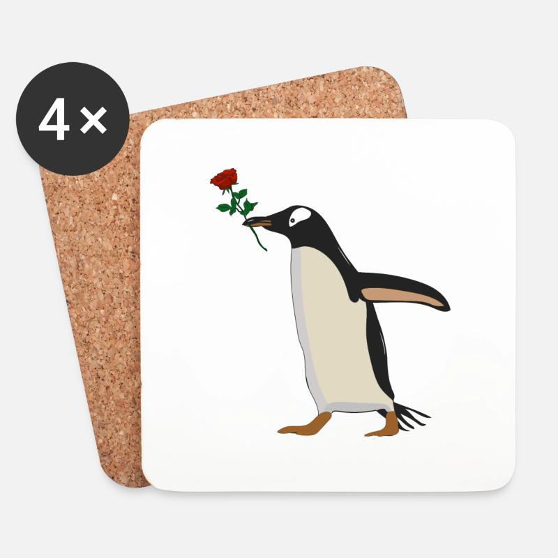 Pinguin 1 - Untersetzer (4er-Set) - Weiß