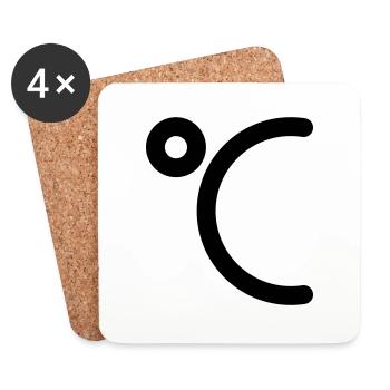 Icône Degrés Celsius à personnaliser - Dessous de verre (lot de 4) - blanc - Devant