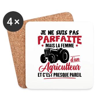 Pas parfaite mais la femme d'un agriculteur - Dessous de verre (lot de 4) - blanc - Devant