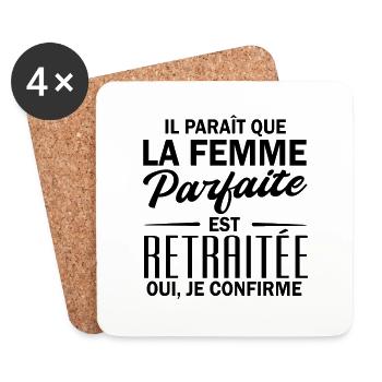 la femme parfaite est retraitée / femme retraitée - Dessous de verre (lot de 4) - blanc - Devant