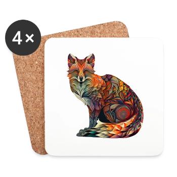 Fuchs Mandala - Untersetzer (4er-Set) - Weiß - Vorne