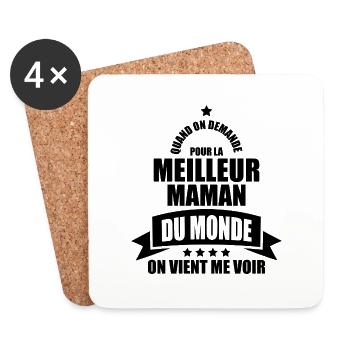 quand on demande pour la meilleure maman du monde - Dessous de verre (lot de 4) - blanc - Devant