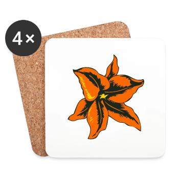 fleur dessin tattoo 1403 A - Dessous de verre (lot de 4) - blanc - Devant