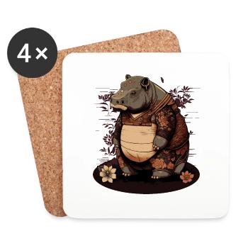 hippo 1 - Coasters (set of 4) - white - Front