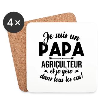 Je suis un papa agriculteur et je gère - Dessous de verre (lot de 4) - blanc - Devant