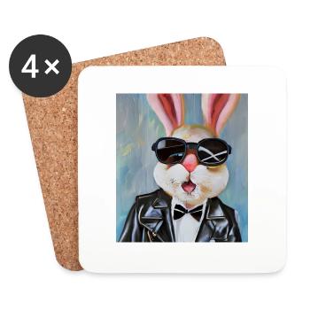 Stylischer Hase - Untersetzer (4er-Set) - Weiß - Vorne