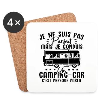 Pas parfait mais je conduis un camping car - Dessous de verre (lot de 4) - blanc - Devant