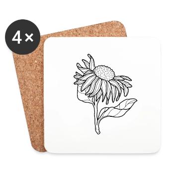 Blume Sonnenblume - Untersetzer (4er-Set) - Weiß - Vorne