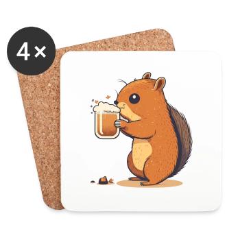Süßes Eichhörnchen mit Bier - Untersetzer (4er-Set) - Weiß - Vorne