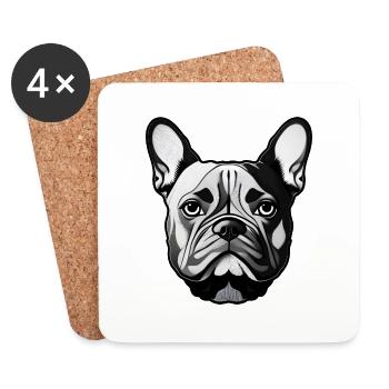 French Bulldog Portrait Illustration - Coasters (set of 4) - white - Front