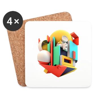3D - Untersetzer (4er-Set) - Weiß - Vorne