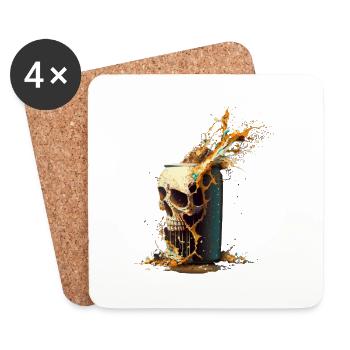 Totenkopf Bier - Untersetzer (4er-Set) - Weiß - Vorne