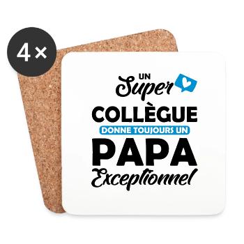 super collègue / papa exceptionnel - Dessous de verre (lot de 4) - blanc - Devant