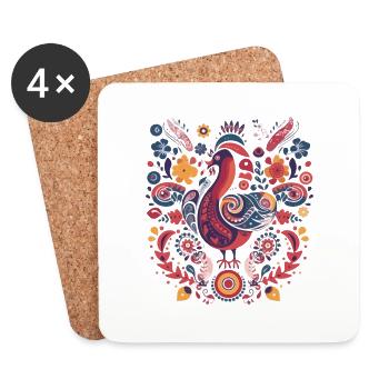 Der Vintage-Vogel - Untersetzer (4er-Set) - Weiß - Vorne
