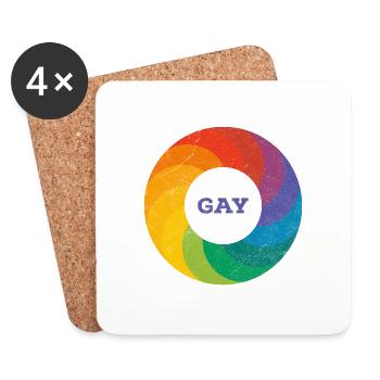 Regenbogen Ring "Gay" Lila - Untersetzer (4er-Set) - Weiß - Vorne