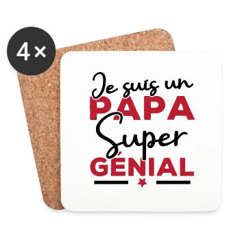 Je suis un papa super génial - Dessous de verre (lot de 4) - blanc - Devant